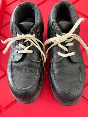 Dr. Martens Black Leather Ankle Boots with Cream Laces